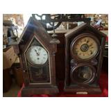 (2) Walnut Cased Mantel Clocks