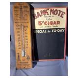 Water Tower Adv. Thermometer w/ Cigar Menu Brd.
