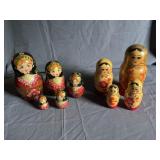 (2) Russian Wooden Nesting Dolls