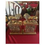 (2) Brass Lion Form Bookends