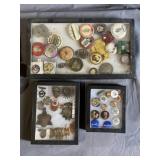 (3) Riker Mounts of Vintage Pins & Badges