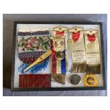 Riker Mount w/ Bd. Purse & Lanc. Co. Lodge Ribbons