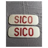 (2) Sico Glass Fuel Pump Signs