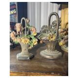 (2) Attributed Hubley Flower Bouquet Doorstops