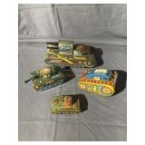 Japan Tin Litho Wind-Up & Friction Toy Tanks