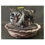 Slag Glass Owl Form Canister