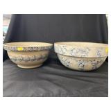 (2) Stoneware Sponge Dec. Mixing Bowl