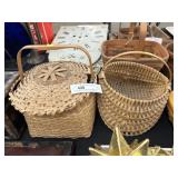 (2) Wicker Woven Baskets w/ Longaberger Basket.