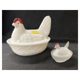 Milk Glass Hen on Nest w/ Salt