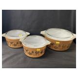 (3) Pcs. Pyrex Am. Pattern Covered Svg. Dishes