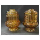 (2) Amber Glass Candle Lights