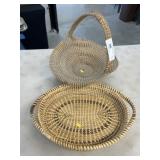 (2) Rye Straw Woven Baskets