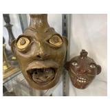 (2) Contemp. Pottery Face Form Jugs