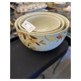 (3) Hall Wheat Pattern Nesting Bowls