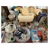 Picnic Basket w/ Pottery & Pattern Glass