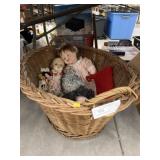 Laundry Basket w/ Vintage Dolls