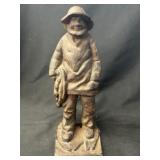 Cast Metal Fisherman Figurine