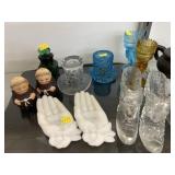 Grp. Art Glass w/ Porcelain Shakers