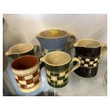 Grp. Stoneware & Redware Pitchers