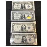 (4) US $1 Silver Certificates