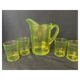 Uranium Glass Water Pitcher Set