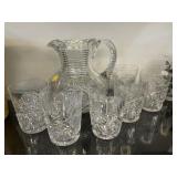 Unsigned Crystal Juice Pitcher Set