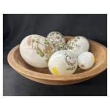 Turned Wood Bowl w/ Paint Dec. Eggs