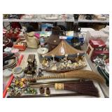 Fireplace Set w/ Figurines & Home Decor