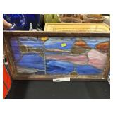 Framed Slag Glass Window Panel