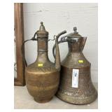 (2) Middle Eastern Copper Pitchers