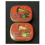 (2) NOS Phonograph Needle Tins