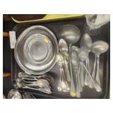 Pewter Plates w/ Silver Plate Flatware