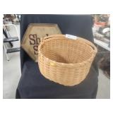 Contemp. Split Ash Woven Bskt. & Paper Mache Plate