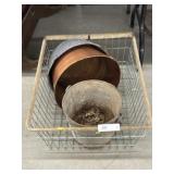Brass Pail w/ Wire Basket