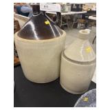 (2) Stoneware Storage Jugs