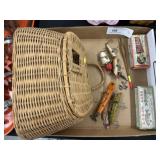 Vintage Fishing Lures w/ Creel