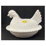 Milk Glass Hen on Nest