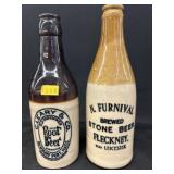 (2) Stoneware Brewery Bottles