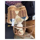 Vintage Wicker Doll Cradle w/ Doll