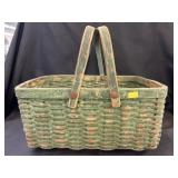 Primitive Green Painted Woven Basket