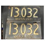 Matched Pair 1921 Mass. License Plates
