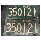 (2) 1937 Mass. License Plate