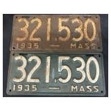 (2) 1935 Mass. License Plates
