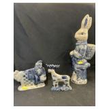 (3) Salt Glazed Figurines