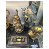 Contemporary Pottery w/ Toleware Storage Box