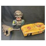 Mechanical Bank w/ Boot Jack & Tin Litho Car