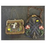 (2) Victorian Glass Beaded Purses