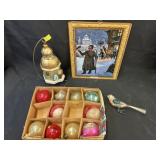 Mercury Glass Ornaments w/ German Print