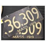 (2) 1919 Mass. License Plates