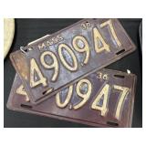 (2) 1936 Mass. License Plates